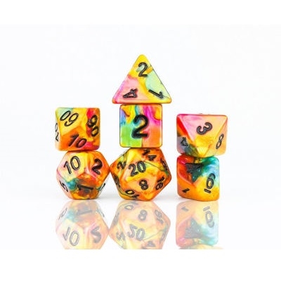 Rainbow Gold Dice set - Roleplay Dice - Sirius Dice